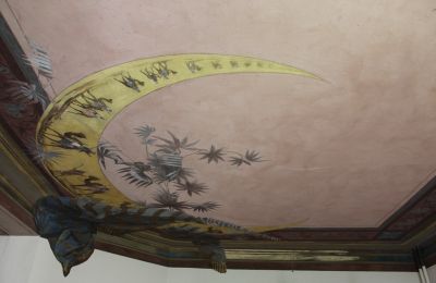 Historická vila na prodej Faido, Ticino, affresco sala da pranzo restaurato